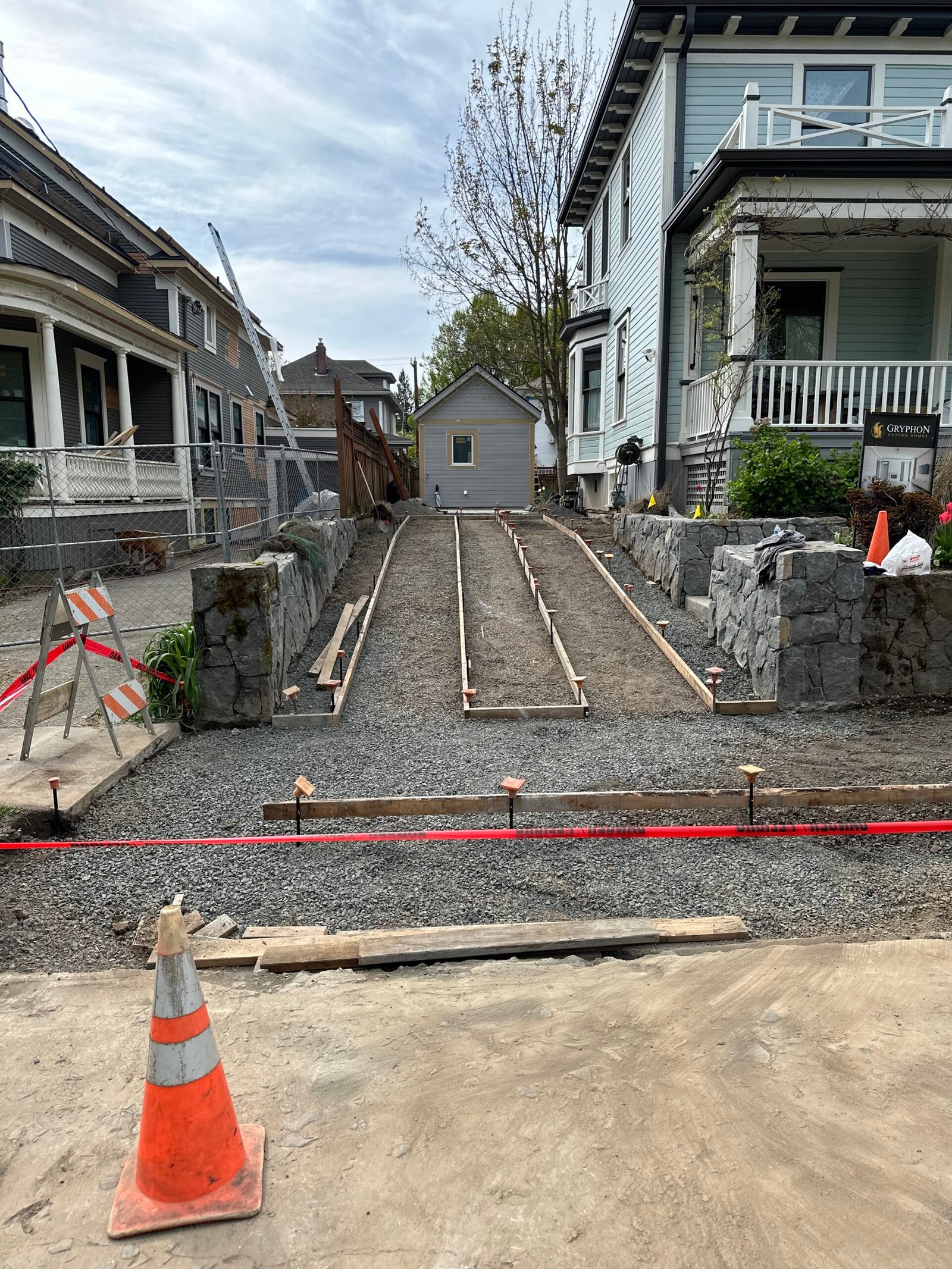 The layout of a driveway.