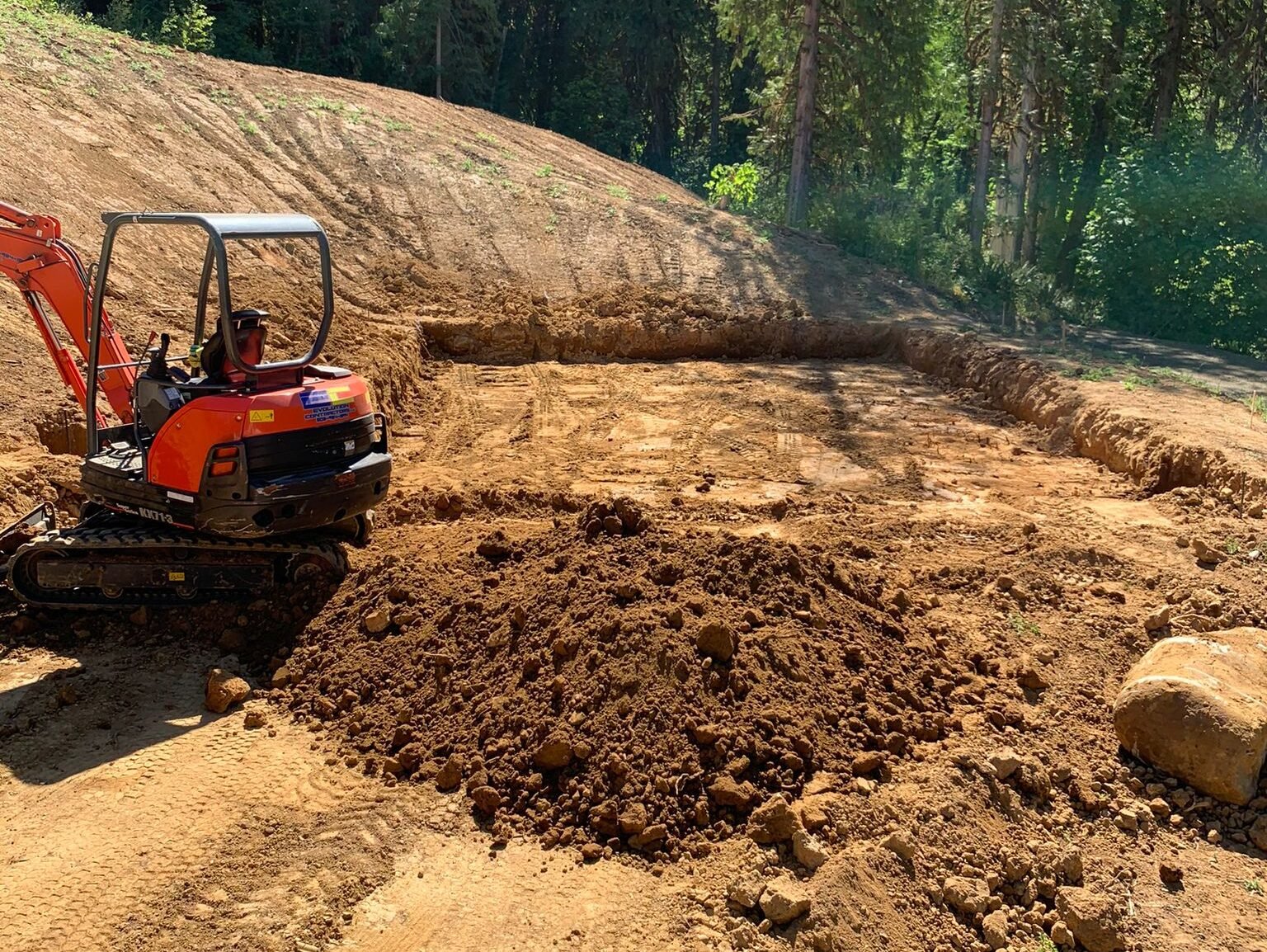 An excavator at a job site.